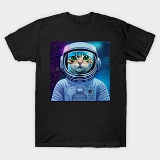 Funny Astronaut Cat in Space T-Shirt